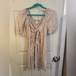 Floral Puff Sleeve Maternity Dress